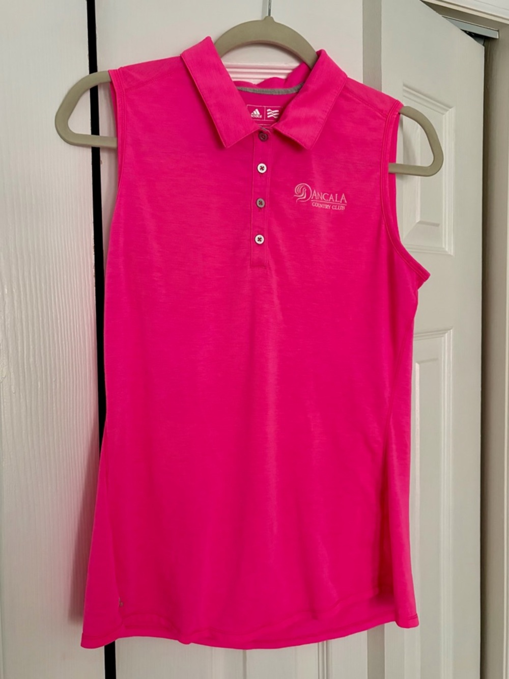 Adidas Neon Pink Ladies Sleeveless Golf Polo